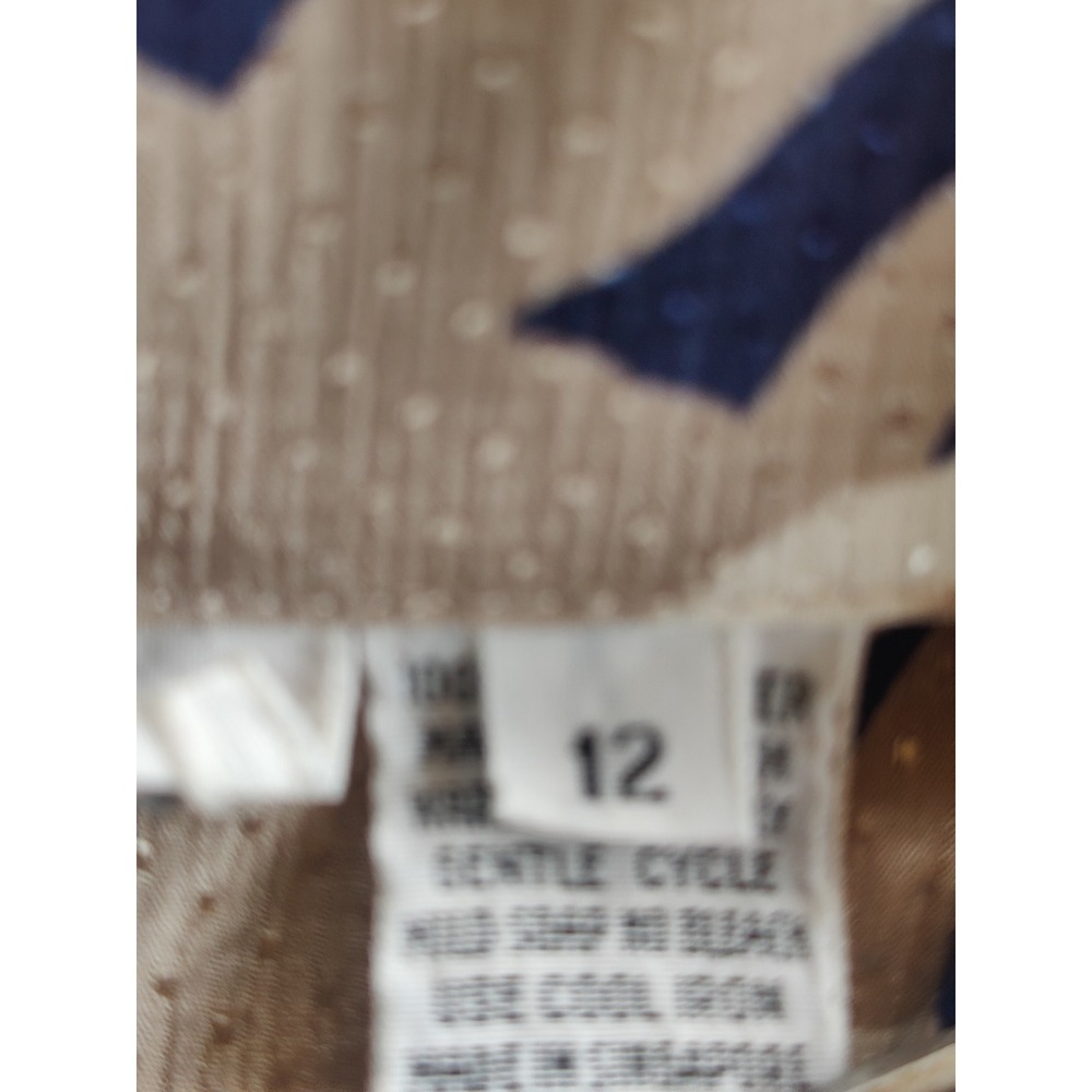 Vintage Schrader Sport Abstract Print Pleated Midi Dress Navy Tan Size 12 80s - Picture 5 of 5
